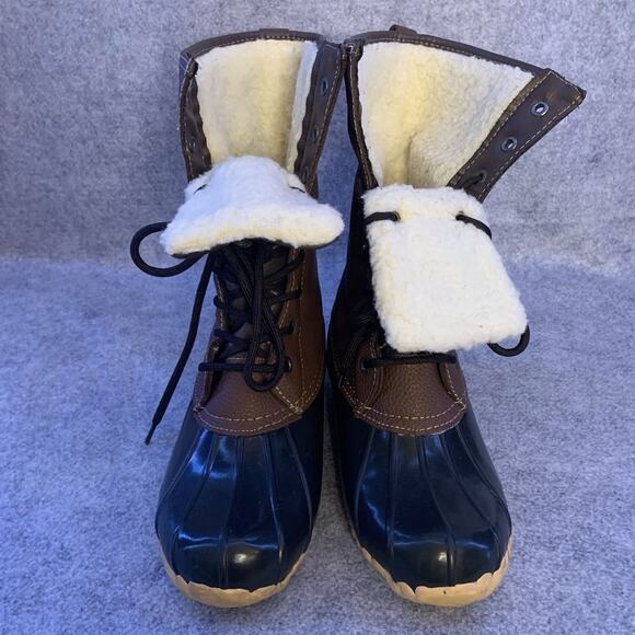 Sporto Duck Boots Women’s Size 8 Daphne Style Leather Upper Faux Fur Waterproof - Picture 7 of 10